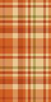 Warm autumnal plaid pattern in orange, beige, and green hues. Perfect for fallthemed designs, textile prints, and backgrounds. Evokes feelings of comfort, warmth, and rustic charm. vector