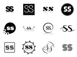 SS logo company template. Letter s and s logotype. Set different classic serif lettering and modern bold text with design elements. Initial font typography. vector