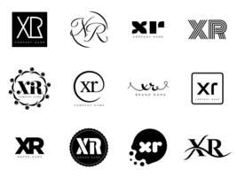 XR logo company template Letter x and r logotype. Set different classic serif lettering and modern bold text with design elements. Initial font typography. vector