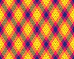 Vibrant argyle diamond pattern in bold, joyful colors. Perfect for textile design, fashion, website backgrounds, or any project needing a cheerful, energetic vibe. vector