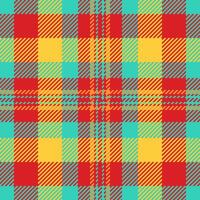 Vibrant, pixelated tartan pattern. Ideal for backgrounds, textiles, or digital designs. Evokes warmth, comfort, and retro style. Great for adding visual texture. vector