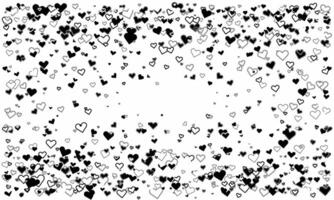 Romantic black and white heart confetti bursts from the edges, leaving a central, blank space perfect for text or images. vector