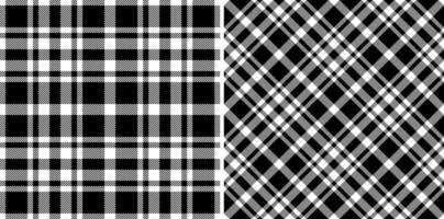 Stylish black and white plaid patterns, perfect for textile design, fashion, or website backgrounds. vector