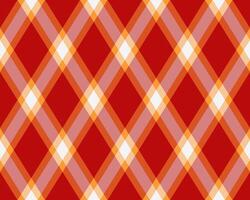 Vibrant red, orange, and white diagonal plaid pattern. Perfect for textile design, website backgrounds, or autumnal themed projects. This seamless texture evokes warmth and energy. vector