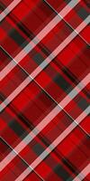 Vibrant diagonal plaid pattern in red, black, and white. Perfect for textile design, website backgrounds, or festive projects. The bold geometric design conveys energy and style. vector