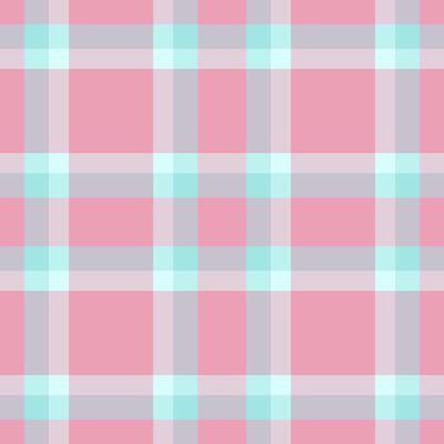 Soft pastel plaid pattern. Pink, aqua, and gray create a calm, retro aesthetic. Ideal for backgrounds, textiles, or digital design projects requiring a gentle, geometric feel.