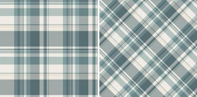 Elegant teal and cream plaid patterns, perfect for textile design, apparel, or website backgrounds. Versatile and sophisticated, these seamless textures offer a calming, modern aesthetic. vector