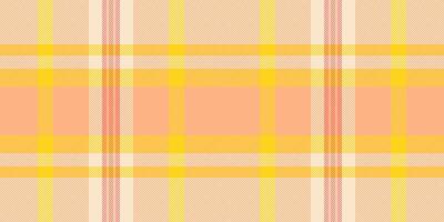 Vibrant pastel plaid pattern in peach and yellow hues. Perfect for textile designs, website backgrounds, or fashion projects. This cheerful, seamless texture evokes feelings of warmth and optimism. vector