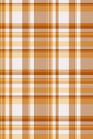 Picnic texture background seamless, awesome plaid tartan . Handmade fabric pattern textile check in orange and white colors. vector