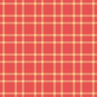 Crease background plaid textile, beige fabric check. Detailed seamless pattern tartan texture in red and orange colors. vector