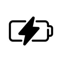 Battery charging icon with lightning bolt indicating power level replenishment vector