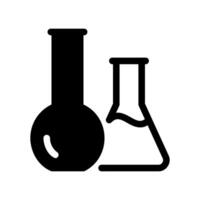 Laboratory glassware set icon including flasks for chemical science experiments vector