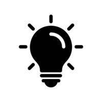 Glowing light bulb icon representing bright idea, illumination, or electricity usage vector