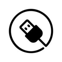 Connectivity icon showing a universal serial bus plug inside a circular boundary line vector
