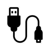 Flexible universal serial bus cable depicted with two different standard connector types vector