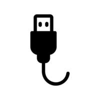 Minimalist icon of a universal serial bus Type A plug with a short curved cable end vector