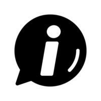 Information symbol represented by letter i enclosed within a speech bubble shape icon vector