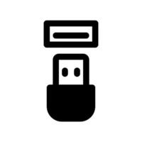 Universal serial bus flash drive shown opened with its protective cap placed separately above vector