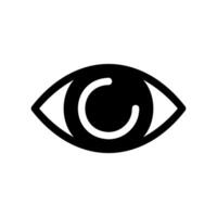 Simple black and white graphic icon representing human eye for sight and vision concepts vector