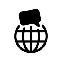 Globe icon combined with speech bubble signifying global communication or international messaging online vector