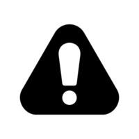 Solid black triangular warning sign containing an exclamation mark symbol for alerts notification vector