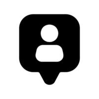 Notification bubble or location pin icon containing a generic user profile symbol graphic vector