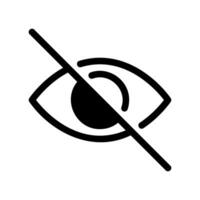 Eye icon crossed out with a bold diagonal line signifying invisibility vector