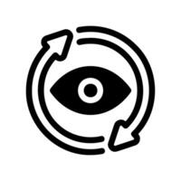 Eye icon surrounded by circular refresh arrows suggesting view reload action vector
