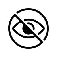 Eye symbol contained within a crossed circle indicating restricted content view vector