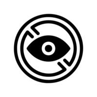 Circular icon with an eye indicating hidden content or disabled visibility vector