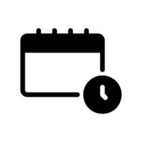 Calendar page icon combined with a clock symbol representing scheduling events vector
