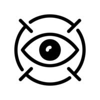 Eye icon centered within target marks indicating focus or precise targeting vector