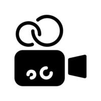 Classic camera symbol with reels representing motion picture recording vector