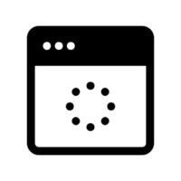 Application window interface displaying a circular loading progress indicator graphic vector