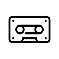 Minimalist line art representing a classic analog magnetic tape audio cassette vector