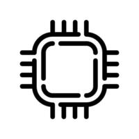 Outline graphic representing a computer s central processing unit microchip vector