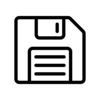 Line icon representing a floppy diskette, a legacy magnetic storage medium for saving data vector