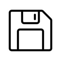 Line icon of a floppy disk, symbolizing the action of saving files in software applications vector