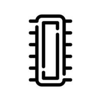 Line icon depicting a computer processing chip with connection pins for electronic circuits vector