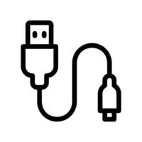 Line icon of a universal serial bus cable featuring a Type A plug and smaller connector end vector
