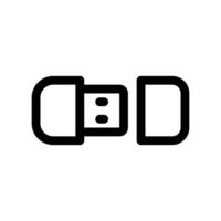 Line icon showing a universal serial bus flash storage drive presented in a horizontal orientation vector