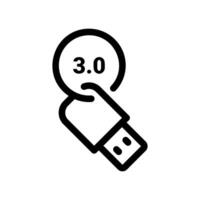 Line icon depicting a portable flash drive labelled with high speed version three point zero indicator vector