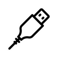 Line icon of a universal serial bus plug featuring abstract lines suggesting data transfer activity vector