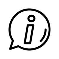Line icon featuring a lowercase letter i within a speech bubble symbolizing information or details vector