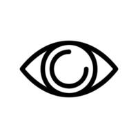 Line icon representing a human eye, often used to symbolize viewing, visibility, or surveillance functions vector