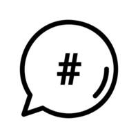 Hashtag symbol within a speech bubble for topic categorization online vector