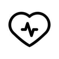 Line icon depicting a heart shape containing a pulse or heartbeat line, related to health monitoring vector