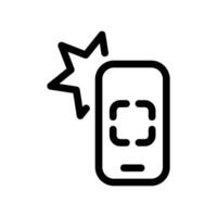 Smartphone displaying focus frame with a flash or sparkle effect symbol vector