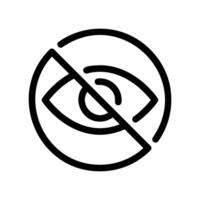 Circular icon with a crossed out eye representing unavailability or hidden state vector