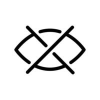 Eye icon crossed out with an X mark signifying not seen or closed vector